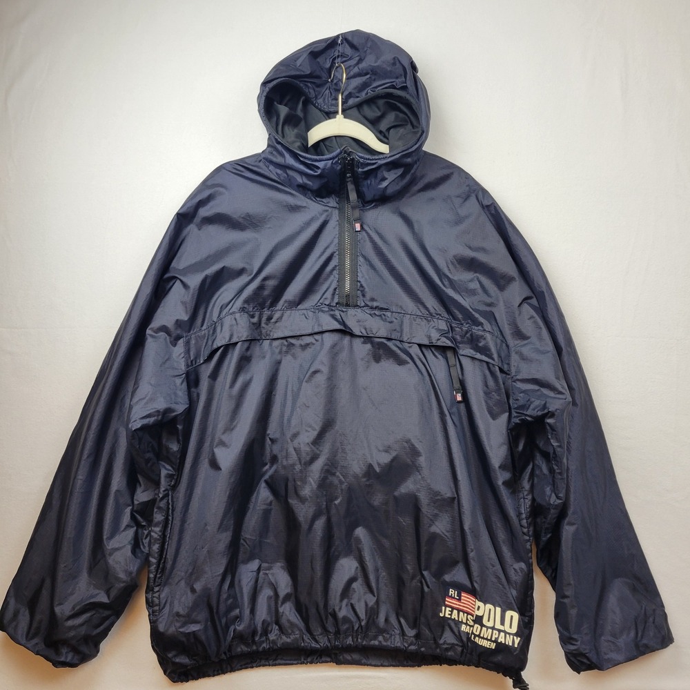Vintage Polo Jeans Company Ralph Lauren Anorak Pullover Jacket Mens Size XL Navy
